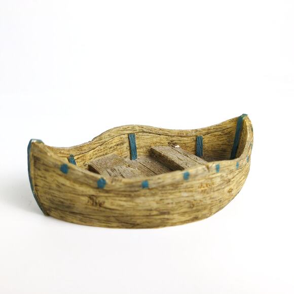 Vintage Native American Indian Boy with Horn & Canoe Resin Figurines - Picture 6 of 7